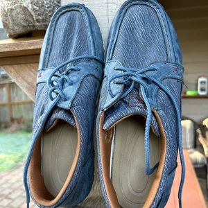 Twisted X shoes moccasin style blue good driving shoes Sz men’s 9.5